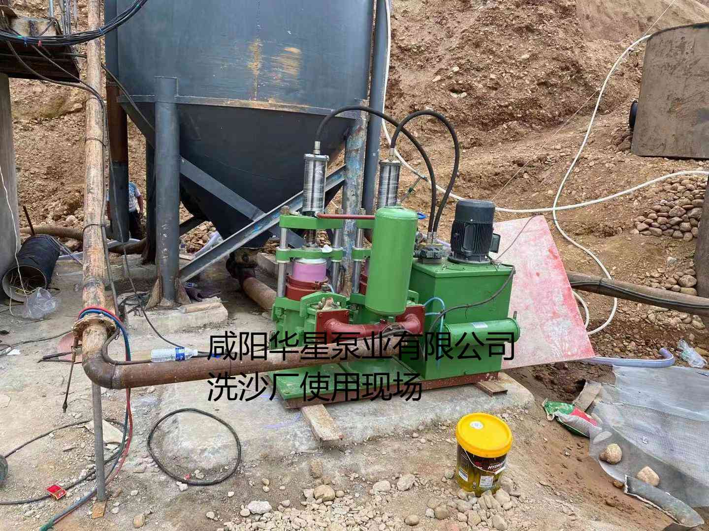 洗沙場250平米壓濾機使用節(jié)能柱塞泥漿泵案例